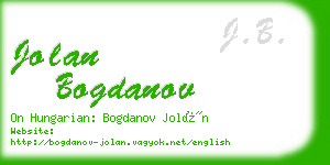 jolan bogdanov business card